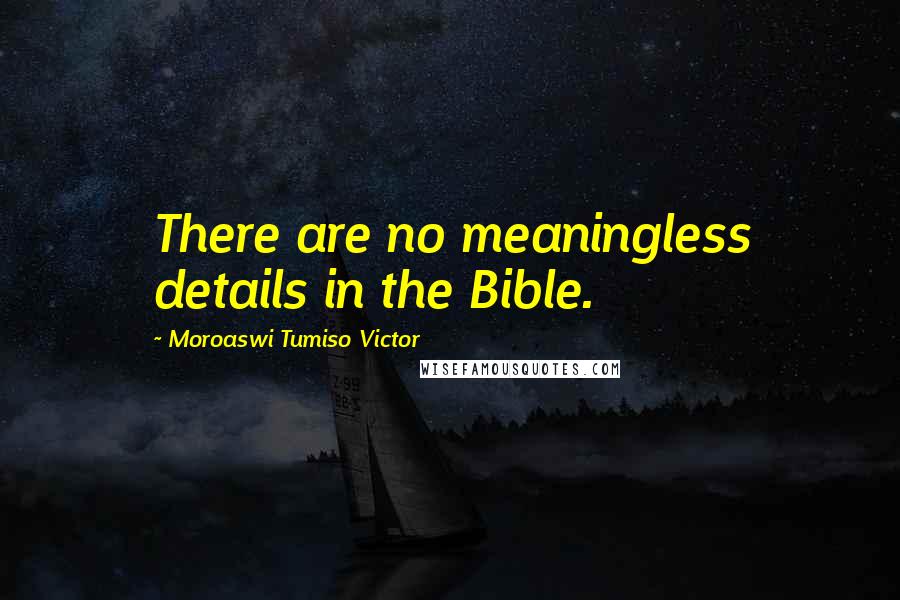 Moroaswi Tumiso Victor Quotes: There are no meaningless details in the Bible.