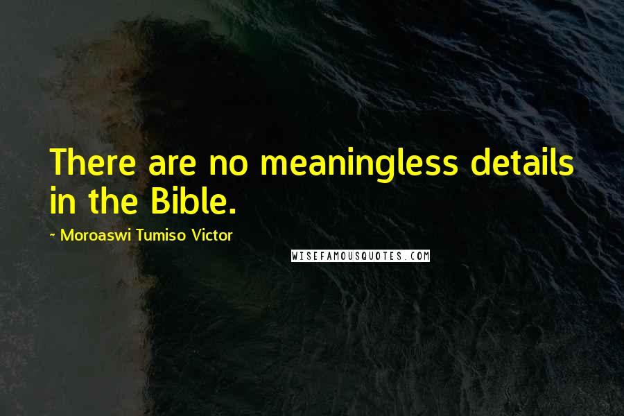 Moroaswi Tumiso Victor Quotes: There are no meaningless details in the Bible.