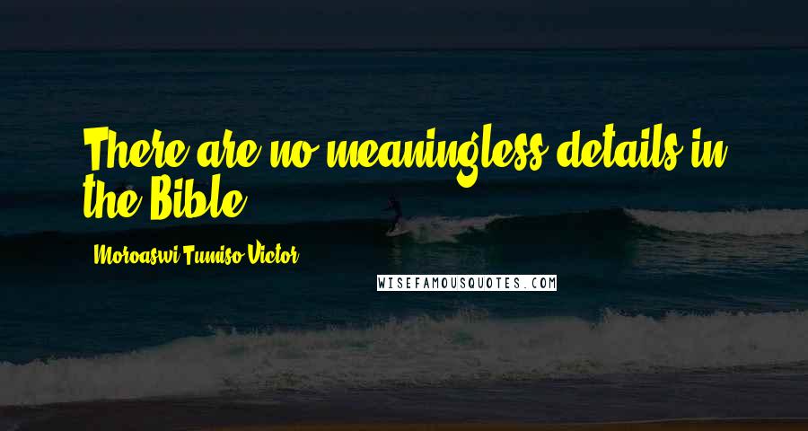 Moroaswi Tumiso Victor Quotes: There are no meaningless details in the Bible.