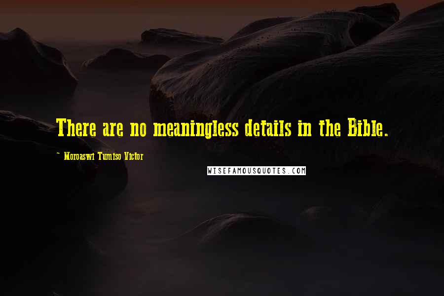 Moroaswi Tumiso Victor Quotes: There are no meaningless details in the Bible.