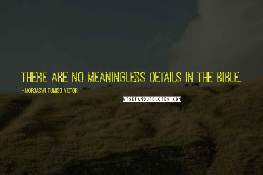 Moroaswi Tumiso Victor Quotes: There are no meaningless details in the Bible.