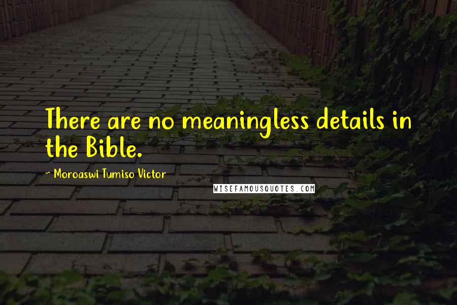 Moroaswi Tumiso Victor Quotes: There are no meaningless details in the Bible.