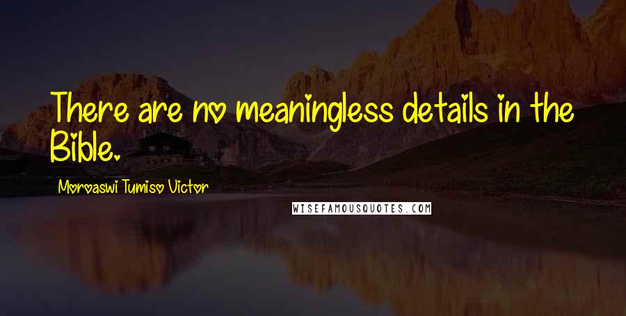 Moroaswi Tumiso Victor Quotes: There are no meaningless details in the Bible.