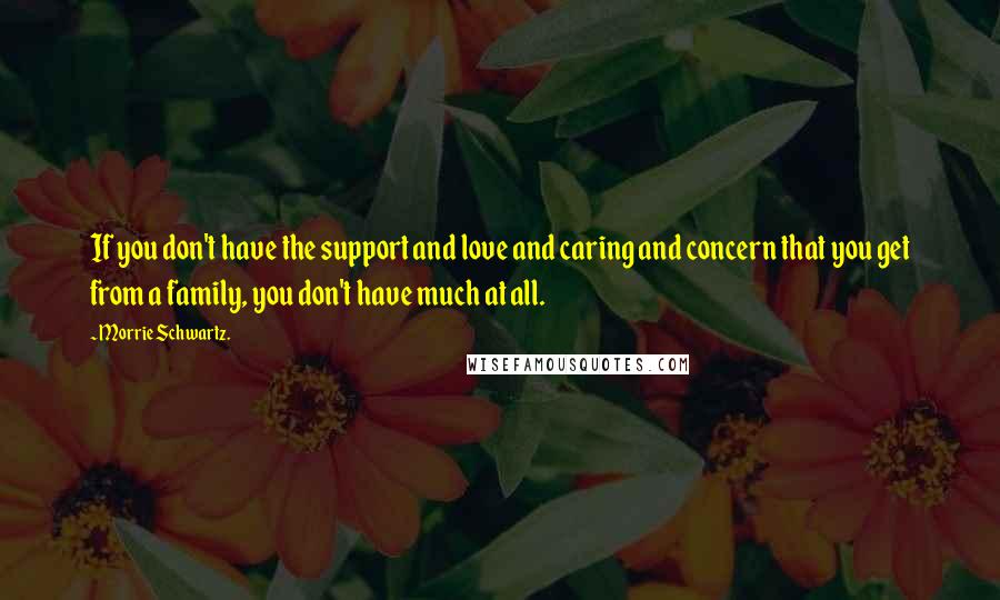 Morrie Schwartz. Quotes: If you don't have the support and love and caring and concern that you get from a family, you don't have much at all.