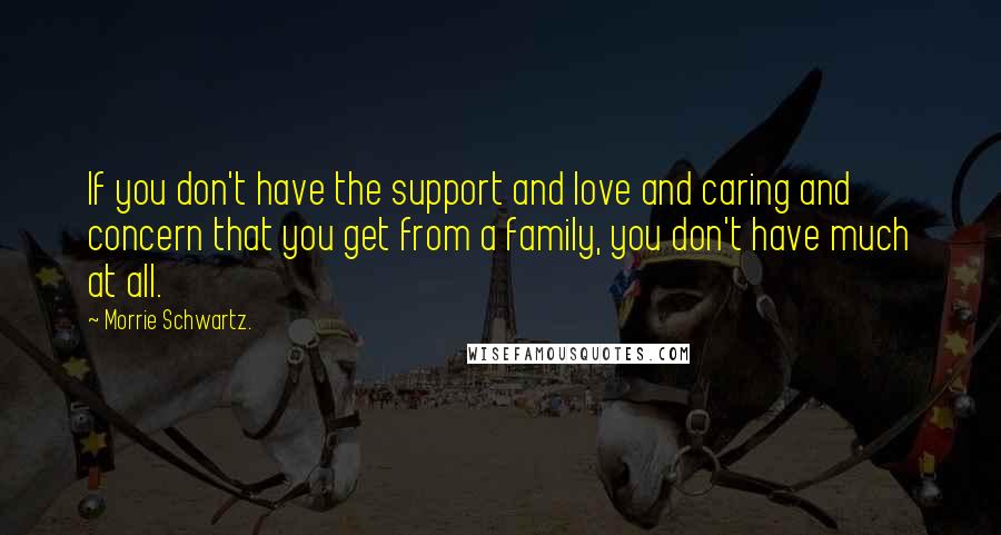 Morrie Schwartz. Quotes: If you don't have the support and love and caring and concern that you get from a family, you don't have much at all.