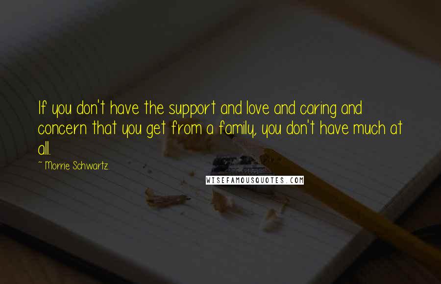 Morrie Schwartz. Quotes: If you don't have the support and love and caring and concern that you get from a family, you don't have much at all.
