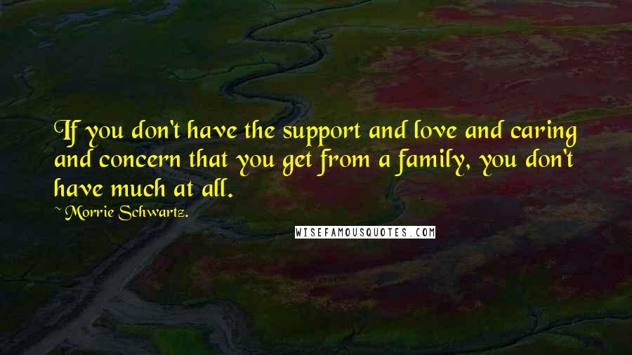 Morrie Schwartz. Quotes: If you don't have the support and love and caring and concern that you get from a family, you don't have much at all.
