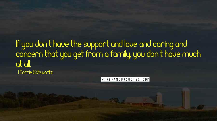 Morrie Schwartz. Quotes: If you don't have the support and love and caring and concern that you get from a family, you don't have much at all.