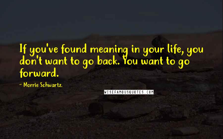 Morrie Schwartz. Quotes: If you've found meaning in your life, you don't want to go back. You want to go forward.