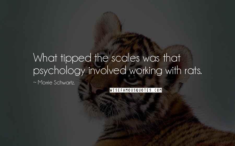 Morrie Schwartz. Quotes: What tipped the scales was that psychology involved working with rats.