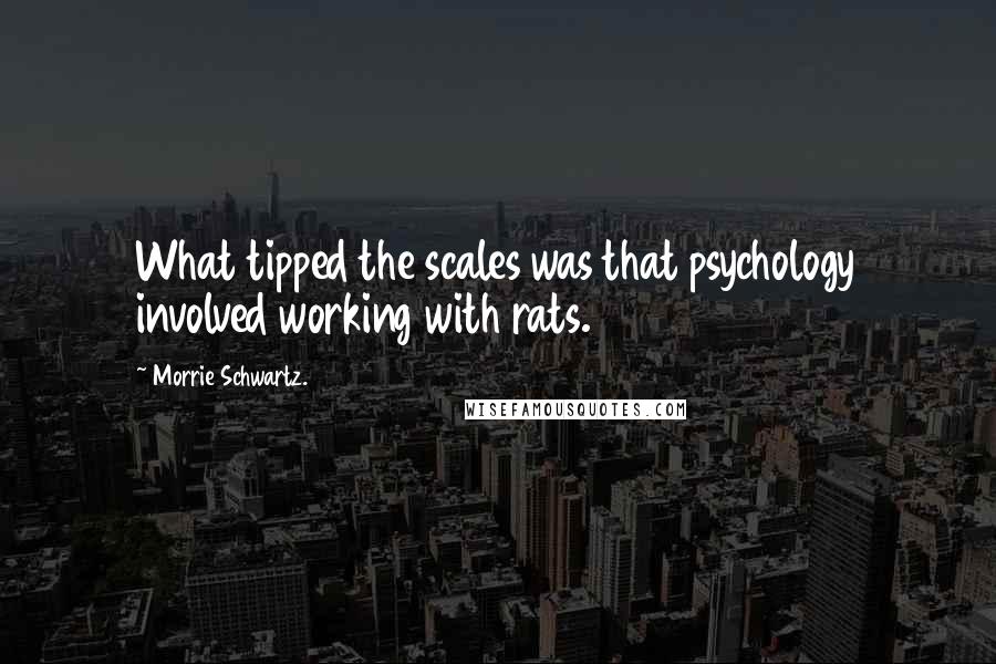 Morrie Schwartz. Quotes: What tipped the scales was that psychology involved working with rats.