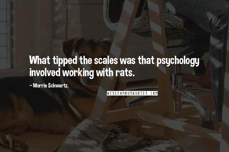 Morrie Schwartz. Quotes: What tipped the scales was that psychology involved working with rats.