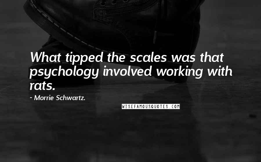 Morrie Schwartz. Quotes: What tipped the scales was that psychology involved working with rats.