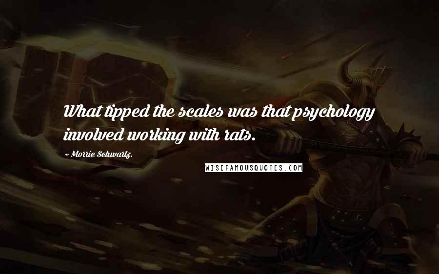 Morrie Schwartz. Quotes: What tipped the scales was that psychology involved working with rats.