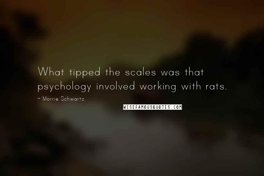 Morrie Schwartz. Quotes: What tipped the scales was that psychology involved working with rats.