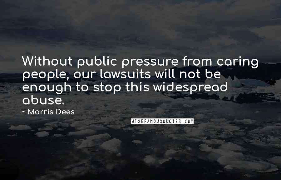 Morris Dees Quotes: Without public pressure from caring people, our lawsuits will not be enough to stop this widespread abuse.