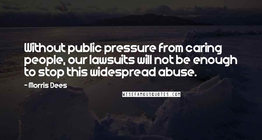 Morris Dees Quotes: Without public pressure from caring people, our lawsuits will not be enough to stop this widespread abuse.