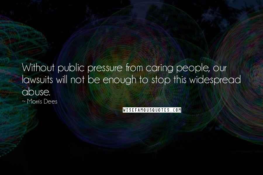 Morris Dees Quotes: Without public pressure from caring people, our lawsuits will not be enough to stop this widespread abuse.
