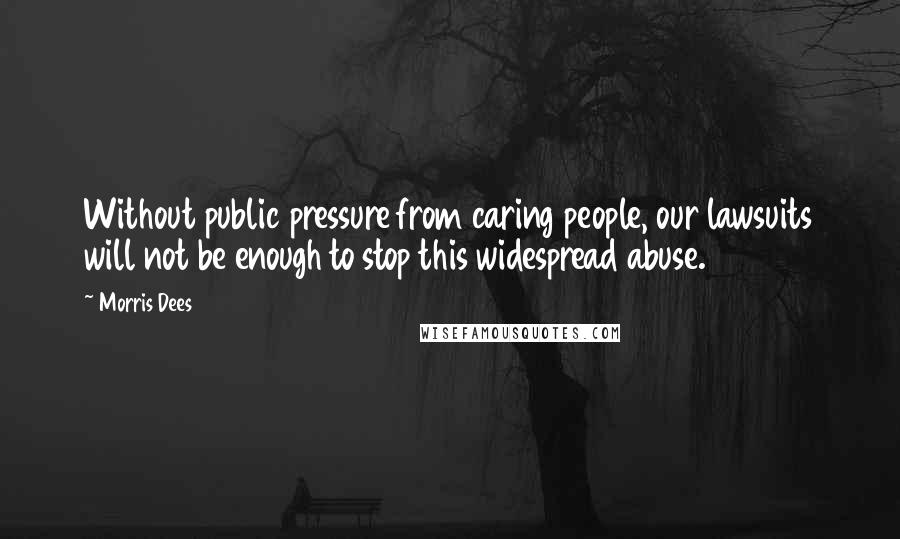 Morris Dees Quotes: Without public pressure from caring people, our lawsuits will not be enough to stop this widespread abuse.