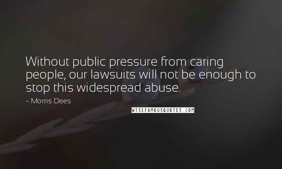 Morris Dees Quotes: Without public pressure from caring people, our lawsuits will not be enough to stop this widespread abuse.