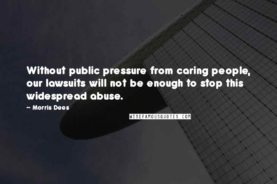 Morris Dees Quotes: Without public pressure from caring people, our lawsuits will not be enough to stop this widespread abuse.