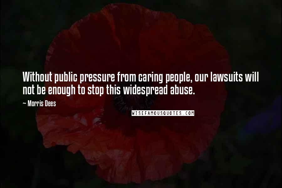 Morris Dees Quotes: Without public pressure from caring people, our lawsuits will not be enough to stop this widespread abuse.