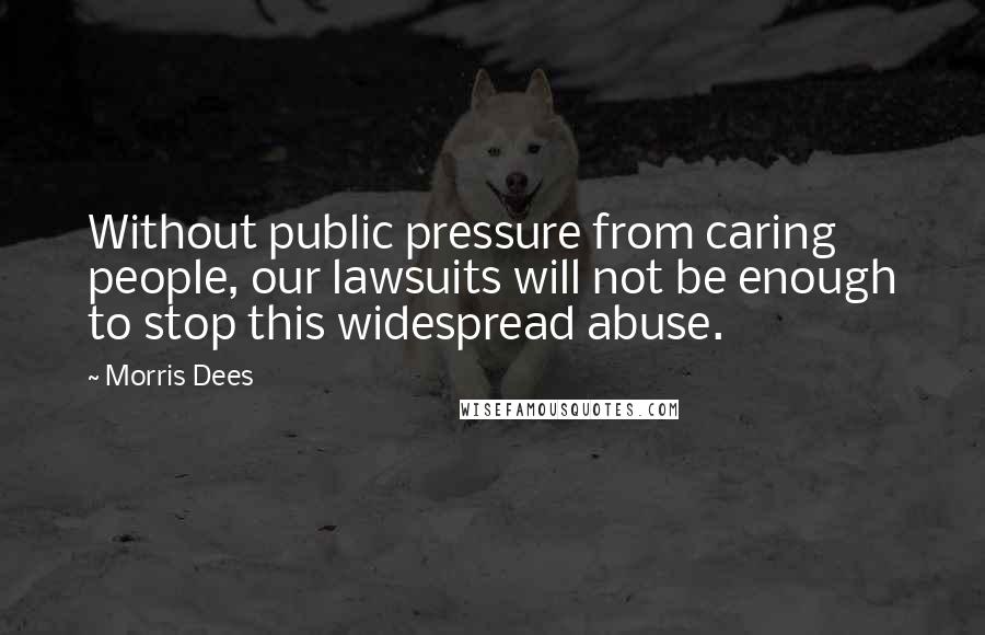 Morris Dees Quotes: Without public pressure from caring people, our lawsuits will not be enough to stop this widespread abuse.