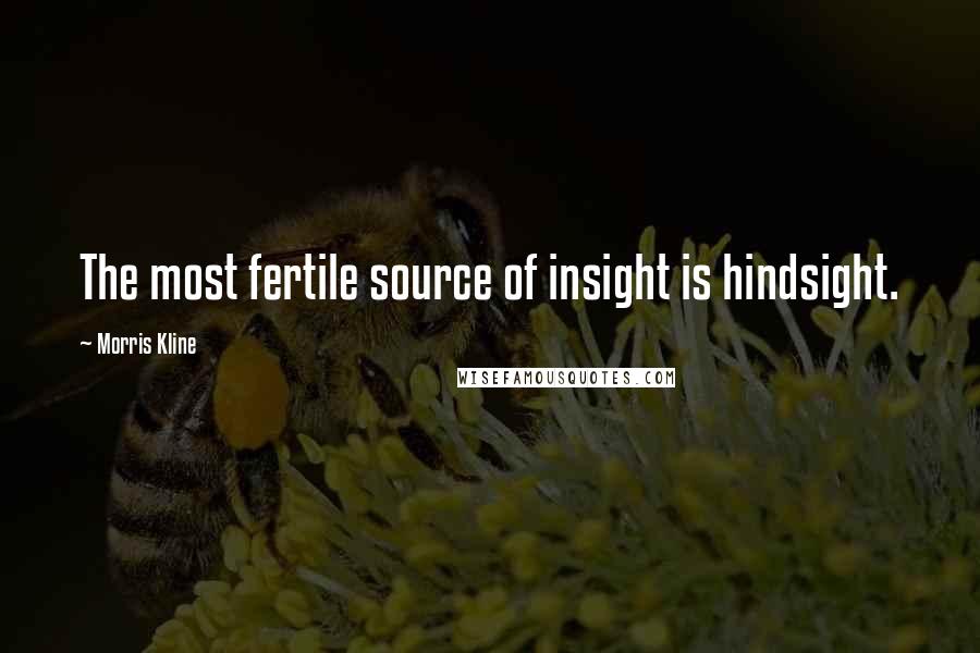 Morris Kline Quotes: The most fertile source of insight is hindsight.
