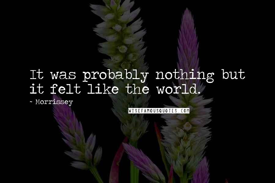 Morrissey Quotes: It was probably nothing but it felt like the world.