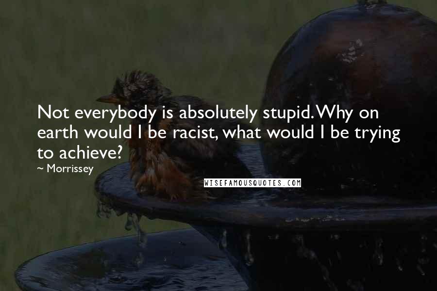 Morrissey Quotes: Not everybody is absolutely stupid. Why on earth would I be racist, what would I be trying to achieve?