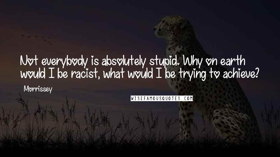 Morrissey Quotes: Not everybody is absolutely stupid. Why on earth would I be racist, what would I be trying to achieve?