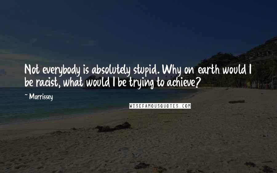 Morrissey Quotes: Not everybody is absolutely stupid. Why on earth would I be racist, what would I be trying to achieve?