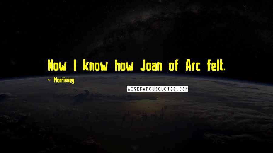 Morrissey Quotes: Now I know how Joan of Arc felt.