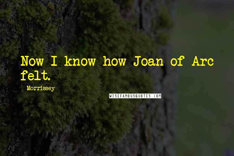 Morrissey Quotes: Now I know how Joan of Arc felt.