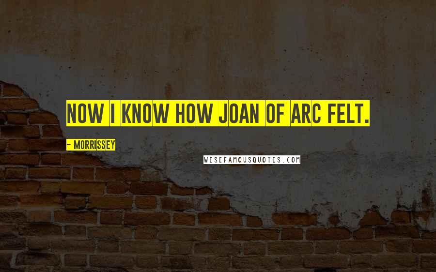 Morrissey Quotes: Now I know how Joan of Arc felt.