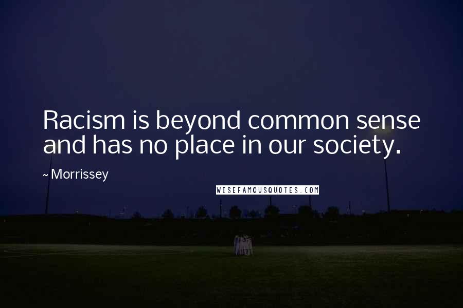 Morrissey Quotes: Racism is beyond common sense and has no place in our society.