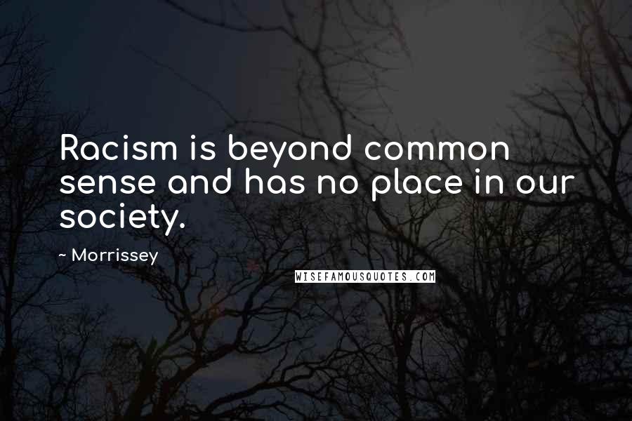 Morrissey Quotes: Racism is beyond common sense and has no place in our society.