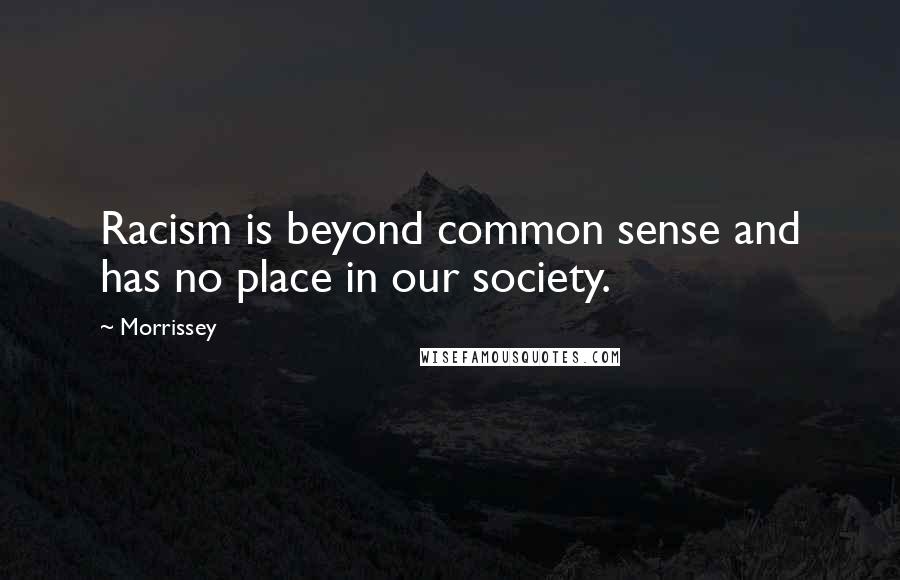 Morrissey Quotes: Racism is beyond common sense and has no place in our society.