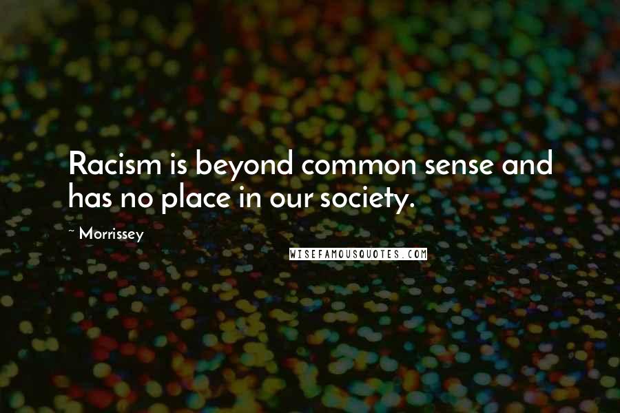 Morrissey Quotes: Racism is beyond common sense and has no place in our society.