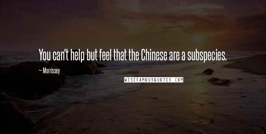 Morrissey Quotes: You can't help but feel that the Chinese are a subspecies.