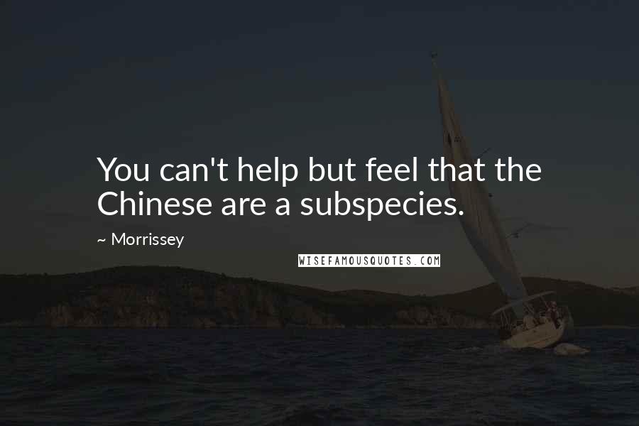 Morrissey Quotes: You can't help but feel that the Chinese are a subspecies.