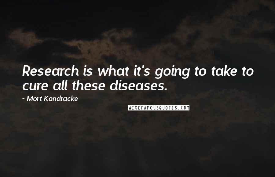 Mort Kondracke Quotes: Research is what it's going to take to cure all these diseases.