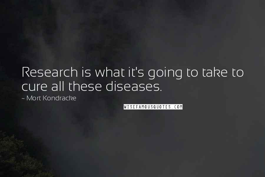 Mort Kondracke Quotes: Research is what it's going to take to cure all these diseases.