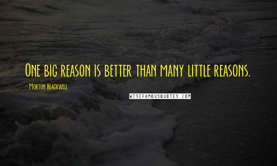 Morton Blackwell Quotes: One big reason is better than many little reasons.