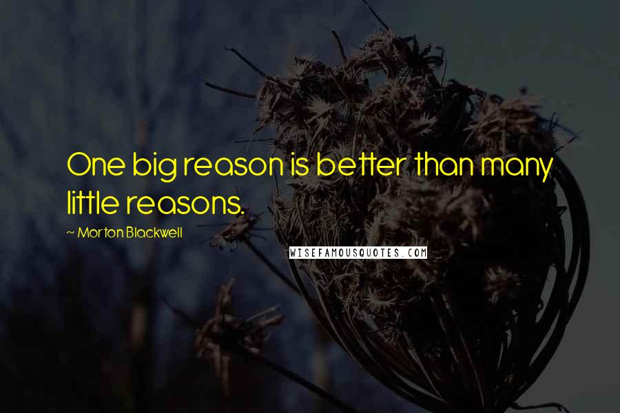 Morton Blackwell Quotes: One big reason is better than many little reasons.
