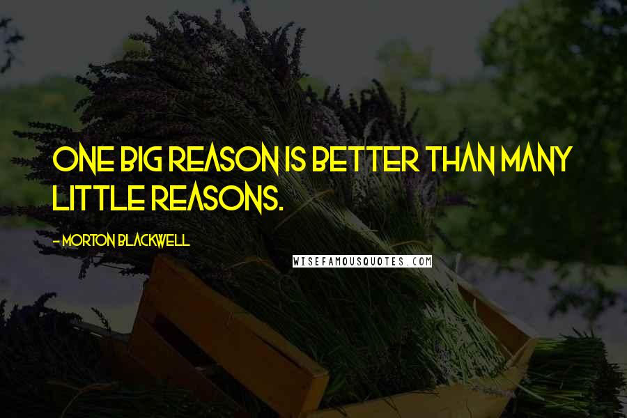 Morton Blackwell Quotes: One big reason is better than many little reasons.