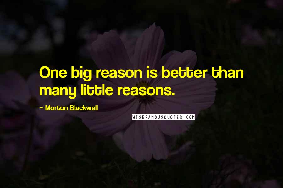 Morton Blackwell Quotes: One big reason is better than many little reasons.