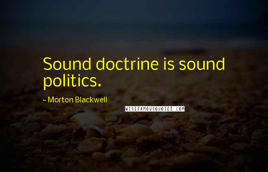 Morton Blackwell Quotes: Sound doctrine is sound politics.