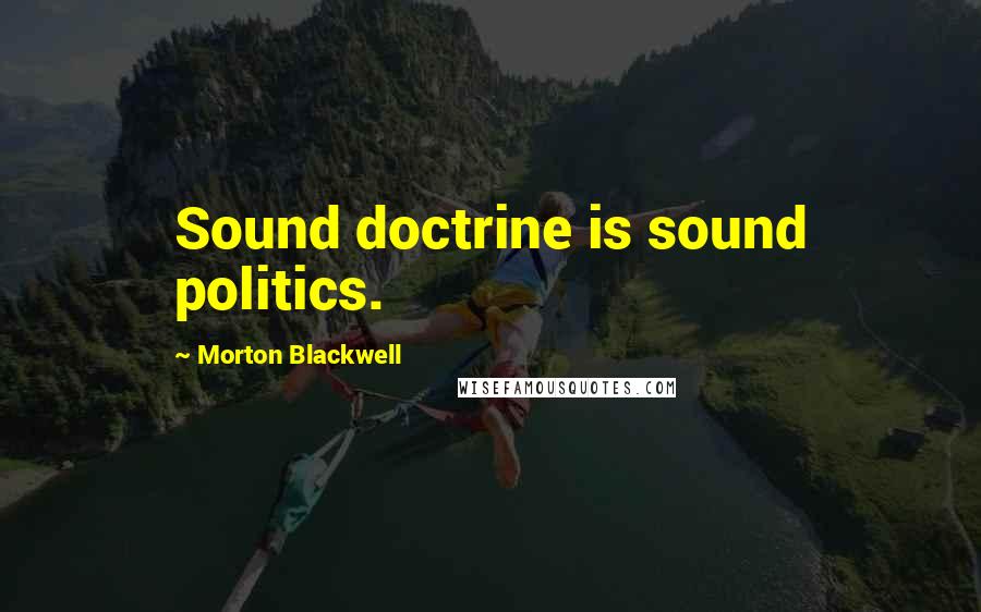 Morton Blackwell Quotes: Sound doctrine is sound politics.