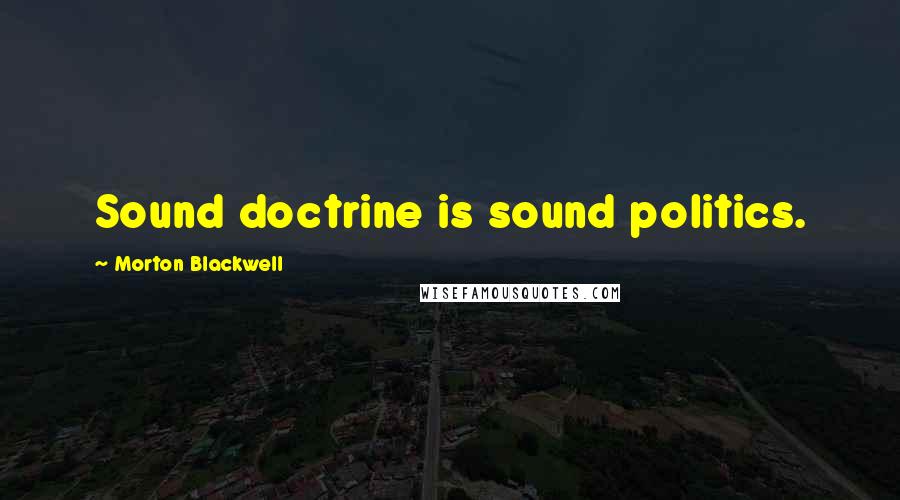 Morton Blackwell Quotes: Sound doctrine is sound politics.